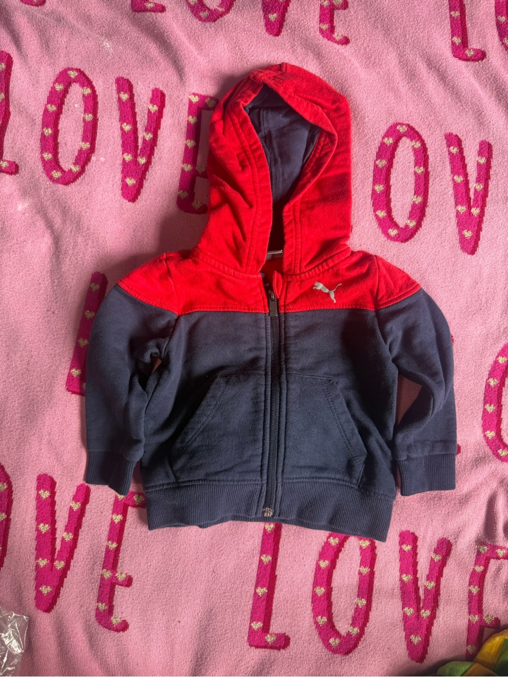 Puma Kids Red and Navy Hooded Zip-Up Sweatshirt
